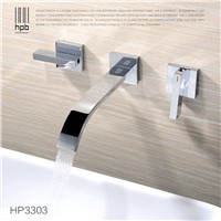 HPB Widespread Contemporary Bathroom Basin Sink Waterfall Faucet Wall Mounted Mixer Tap Hot and Cold Water HP3303