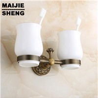 Double tumbler cup holder toothbrush holder bathroom accessory sanitary ware bathroom furniture toilet Brass antique brown