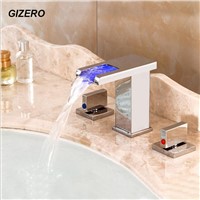 High Quality Bathroom Led Faucet Water Power Temperature Control LED Waterfall Faucet 3 pcs Bathtub Hot and Cold Mixer ZR661