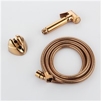 NEW Rose Gold All brass Toilet Handheld Diaper Sprayer Shower Shattaf gold Bidet spray Douche kit Jet Hose Holder