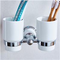 Cup &amp;amp;amp; Tumbler Holders European Style Luxury Gold Toothbrush Holder Tumbler Holder Double Cup Holder Wall Bathroom Fitting 87304