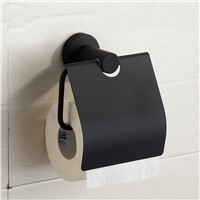 New Design Modern 304 Stainless Steel Toilet Paper Holder Rubber Black Brush Roll Holder Paper Box Mounting Bathroom Products H5