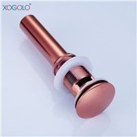 Xogolo Brass Bathroom Lavatory Sink Pop Up Drain with Overflow, Polished Rose Gold Drainer Waste for Vanity Handwash