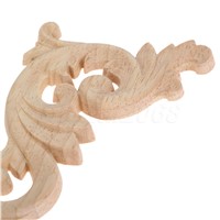 A Pair 15*8*0.8CM Left And Right  Wood Carved Corner Onlay Applique Unpainted Frame Decal carpenter Decoration Furniture Decor