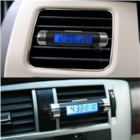 Nice Gifts New Hot Practical 2in1 Car LCD Clip-on Digital Backlight Automotive Thermometer Clock