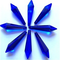 10pcs 53*13MM Blue Crystal Chandelier Prism (Free rings) Glass Hanging Pendants For Christmas Cake Topper Decoration