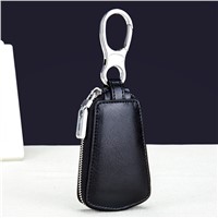 Fashion Key Holder Wallet 100% Genuine Leather Unisex Solid Key Wallet Organizer Bag Car Housekeeper Wallet Card Holder DC163