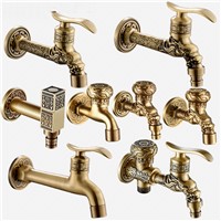 Full Brass Antique Brass Washing Machine Faucet Mop Pool Mixer Tap Wall Mounted