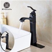 Oil Rubbed Bronze Bathroom Basin Faucet Deck Mounted Mixer Tap Hot and Cold Water with 10 Inch Cover Plate