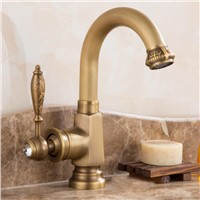 New Water Tap European Style antique brass bathroom faucet hot and cold water basin faucet sink faucet tap carved kitchen faucet