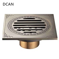 DCAN Waste Antique Floor Drain Brass Bathroom Accessory Euro Linear Shower Wire Strainer Carved Cover Drains Drain Strainers