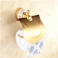 AUSWIND European Aluminum Toilet Paper Holder Carved Bathroom Accessories Ceramic Wall Mounted Tissue Paper Holder GH