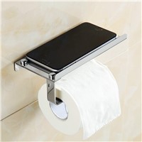 Bathroom 304 Stainless Steel Toilet Paper Box Holder Wall Mount Toilet Paper Holder With Cell Phone Holder Paper Roll Holder