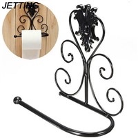 JETTING 1PCS Vintage Black Iron Bathroom Towel Rack Toilet Paper Roll Holder Bathroom Wall Mount Rack toilet paper holder