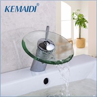 KEMAIDI Bathroom Faucet Glass Waterfall Deck Mounted Faucet Bath Basin Mixer Tap Sink Faucet Bathroom Faucets
