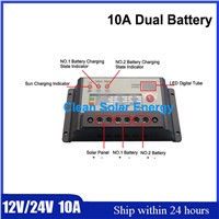 Wholesale 5 PCS PWM Mode Dual Battery Solar Charger controller 10A 12V/24V suitable for PV system,Smart Control