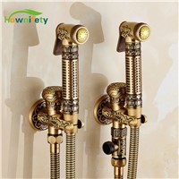 Wholesale and Retail Solid Brass Bathroom Bidet Faucet Wall Mount Mixer Tap Antique Brass