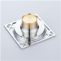 New chrome solid brass 100 x 100mm square anti-odor floor drain bathroom shower drain-M844