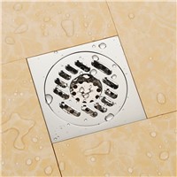 New chrome solid brass 100 x 100mm square anti-odor floor drain bathroom shower drain-M843