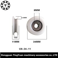 8*34*11mm POM nylon concave round shower room single-tank encapsulates the u-shaped groove pulley furniture small crane wheel