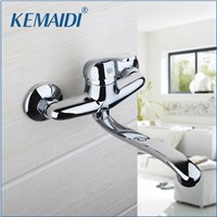 KEMAIDI Bathroom Chrome Faucet Wall Mounted Faucet Double Hole Faucet Tap Single Handle Top Faucet Mixer Tap