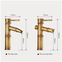 fiE Antique Brass Waterfall Bathroom Sink Faucet Vessel Tall Bamboo Water Tap Mixer