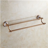Luxury Ceramic Solid Brass Bronze/Black Towel Rack Ceramic Base Double Towel Bars  2-colours Bathroom Accessories Products