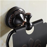 European Black Copper Tissue Roll Holder Vintage Brushed Toilet Paper Holder Paper Box Wall Mounted Bathroom Accessories j33