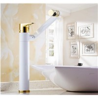 New Rotating Basin faucet brass bathroom faucet luxury Gold and White Foldable kitchen sink faucet  water tap sink faucet