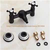 Oil Rubbed Bronze ORB Black Brass Wall Mount Bathroom Faucet Lavatory Vessel Bath Basin Mixer Tap Cold Hot Water taps BB003C