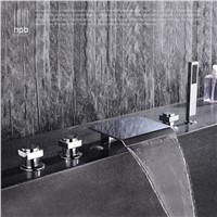 HPB Brass torneira banheiro Hot and Cold Water Bathroom Shower Faucet Waterfall Deck Mounted Bathtub Mixer Bath Set HP5302