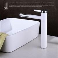 HBP TALL White Bathroom Faucet Lavatory Sink Bar Basin faucet Mixer Tap Rotary Swivel Spout Cold Hot Water tap Fashion Design