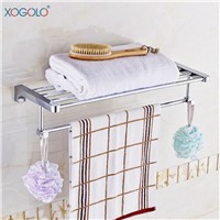 Xogolo Copper Polished Chrome Double Layer Modern Wall Mounted Bathroom Towel Rack Towel Holder Accessories
