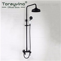 Torayvino Moderate Price  Oil Rubber Bronze Shower Faucet Wall Mounted Ceramic Hot Cold Water Mixer Excellent Bathroom Faucet