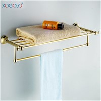 Xogolo Solid Copper Double Layer Gold Color Bath Towel Hangers With Towel Bars New Arrival Romantic Bathroom Towel Rack