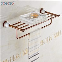 Xogolo Rose Gold Creamic Mosaic Bath Towel Hanger Fashion Luxury Double Layer Towel Rack For Bathroom Accessories High Quality