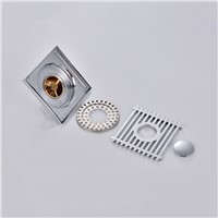 10*10cm Square Floor Drain Brass Chrome Finish Anti-odor Shower Waste Water With Hair Strainer Bathroom Accessories