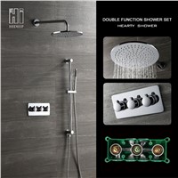 HIDEEP Solid Brass Bathroom Shower Set Into the Wall Insert Round Rainfall Hand Shower Head Shower Set Wall Embedded