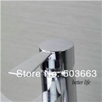 Waterfall Spout Bathroom Faucet Bathroom Basin Mixer Tap with Hot and Cold Water Taps Round Spout Chrome Brass