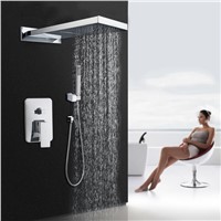 9 inch Luxury Bathrome Rainfall Shower head Polished Wall Mouned Panel Mixer Taps Shower Faucets Set Chrome Finish