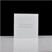 3 gang 1 way single firewire touch sensing wall switch, touch lamp switch, z-wave remote control switch rf 433mzh EU/UK 10A