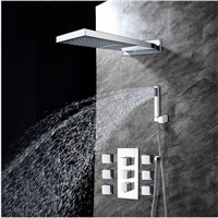 Comfortable Luxury New Bathroom Rainfall Shower head Polished Wall Mouned Panel Mixer Taps Shower Faucets Set Chrome Finish