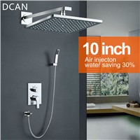 DCAN 10 Inch Air Shower Head Set Booster Saving Water Concealed Wall Mounted Box Shower Kit  Rainfall Brass Bath &amp;amp;amp;Shower Faucets