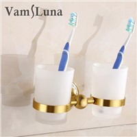 Wall Mounted Double Toothbrush Tumbler Holders Aluminium &amp; Ceramic Material - Sanitary Ware Bathroom Decoration Tumbler