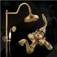 Shower Faucets Brass Wall Mounted Shower Faucet Set Waterfall 3 Ways Rain Shower Head Bathroom Mixer Taps Single Handle 9225F