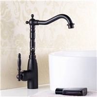 United States style black kitchen rotating hot and cold water faucet antique table basin sink basin full copper faucet