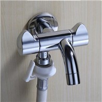 Bathroom faucet bibcock for washing machine, Copper 1 inlet 2 outlet wall mounted mop pool bibcock, Multifunctional water tap