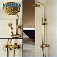 KEMAIDI New Arrival Antique Brass Shower Faucet Set 8 Inch Shower Head Hand Shower Sprayer Wall Mounted Mixer Tap