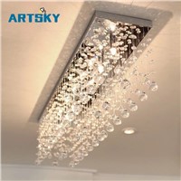 Contemporary LED Luster Crystal Chandelier Interior Curtain Wave Lighting Fixture Wrought Iron Foyer Chandelier Bathroom Lamp