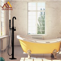 ORB blackend Single Handle With Plastic Handshower Floor Standing Bath Tub Faucet Mixer Hot and Cold Water Tap Black Color